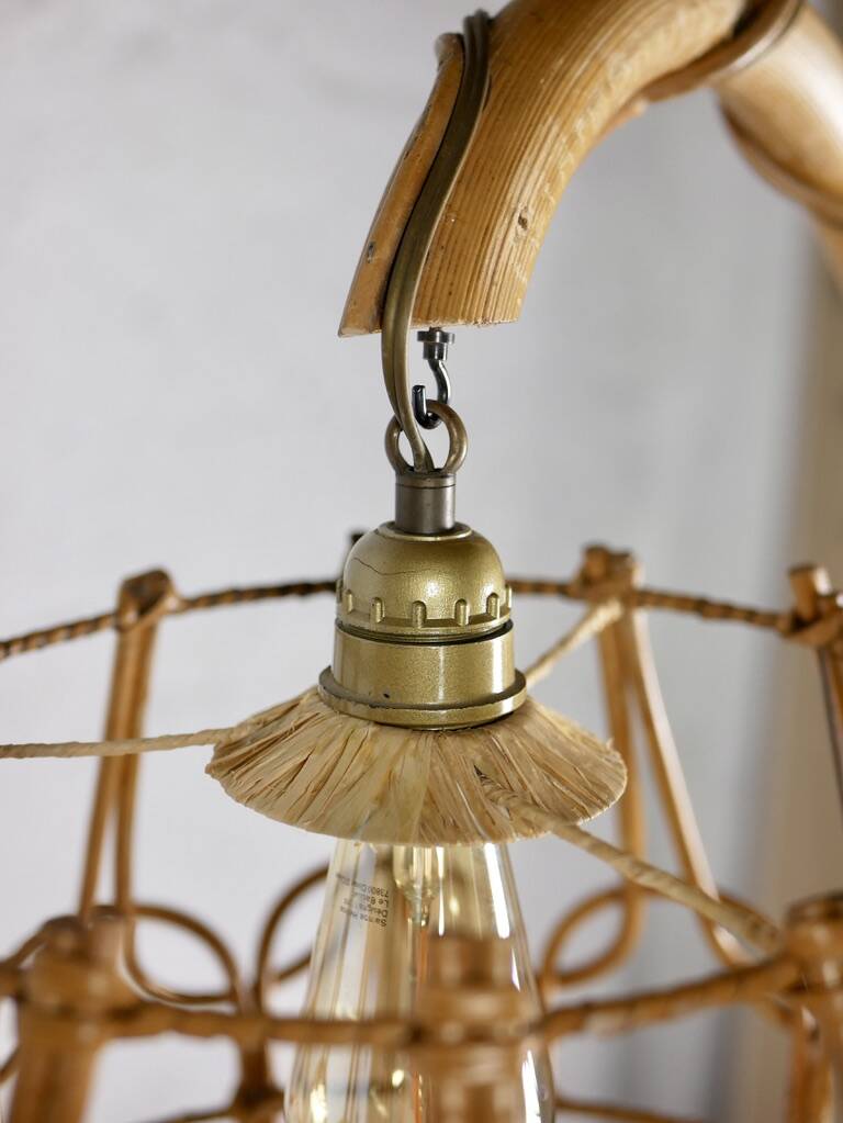 Louis Sognot rattan floor lamp from the 60s