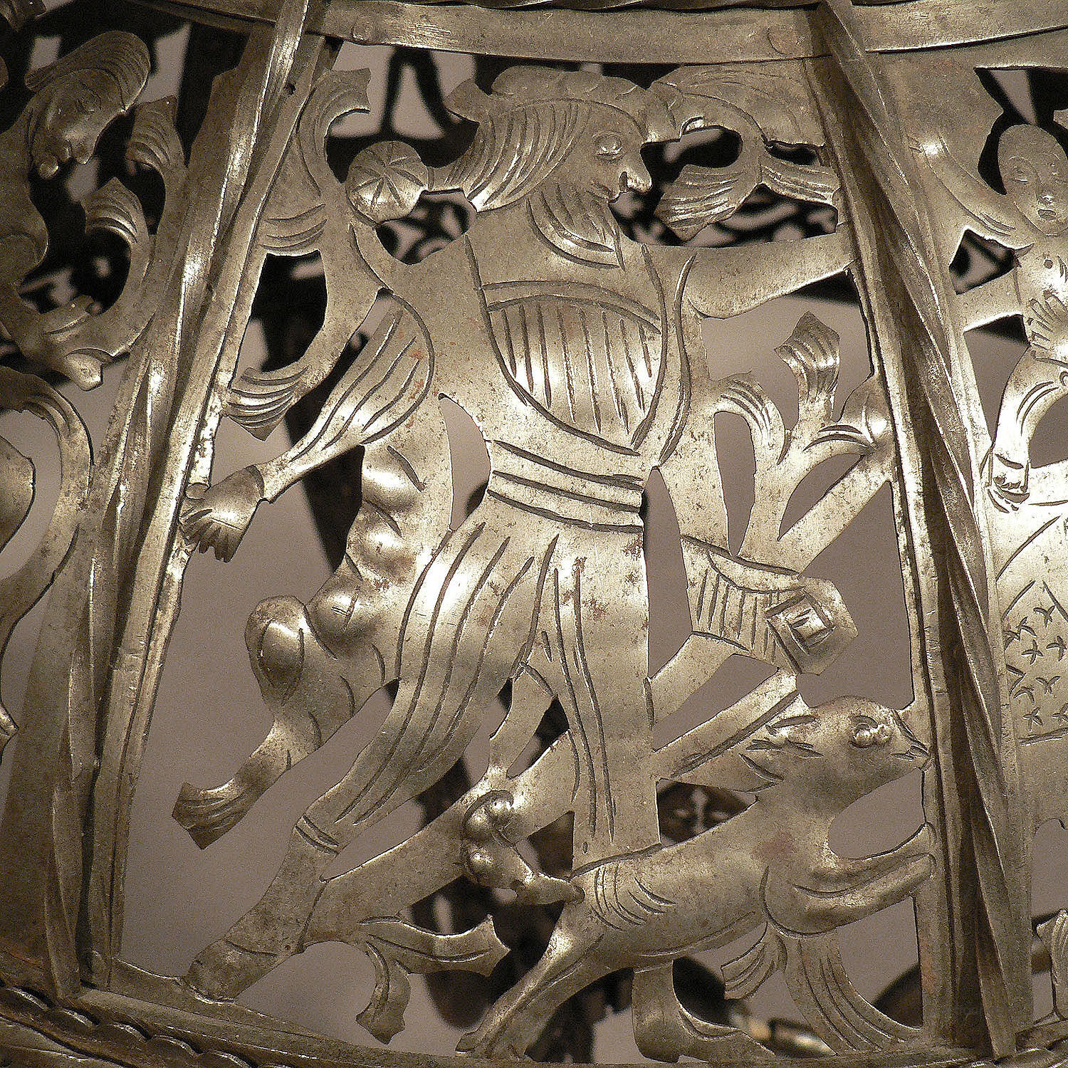 Antique medieval wrought iron chandelier from a German castle.