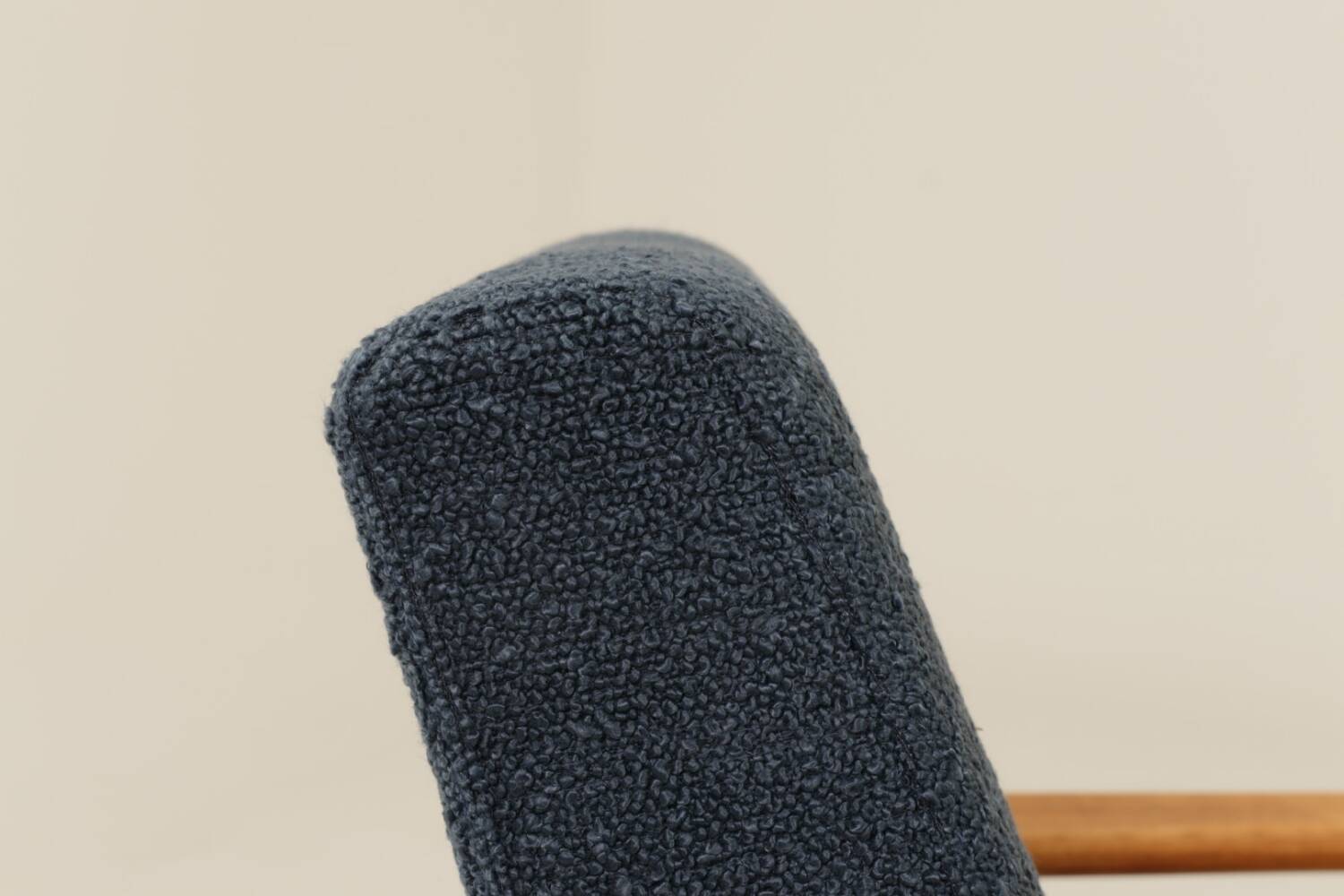 Scandinavian armchair in navy blue bouclé design by H. Lis
