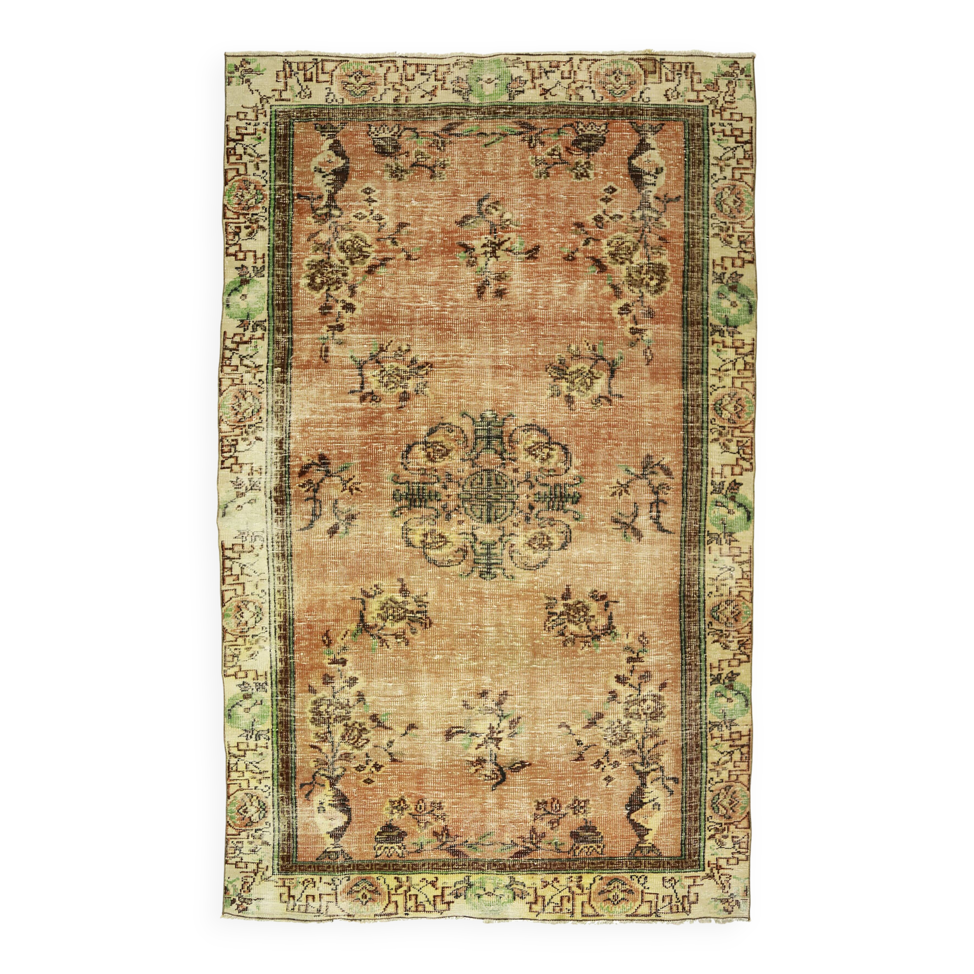 One-of-a-kind turkish handwoven vintage rug - rustic vintage charm 291x 177 cm