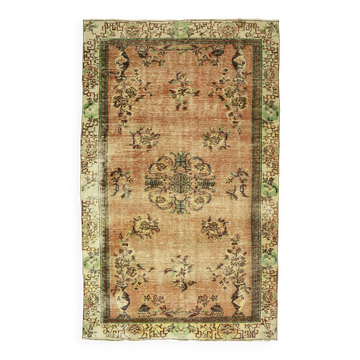 One-of-a-kind turkish handwoven vintage rug - rustic vintage charm 291x 177 cm
