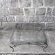 Large coffee table, wrought iron footing glass tray