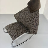 French design rocking chair in fabric and metal from the 70s/80s