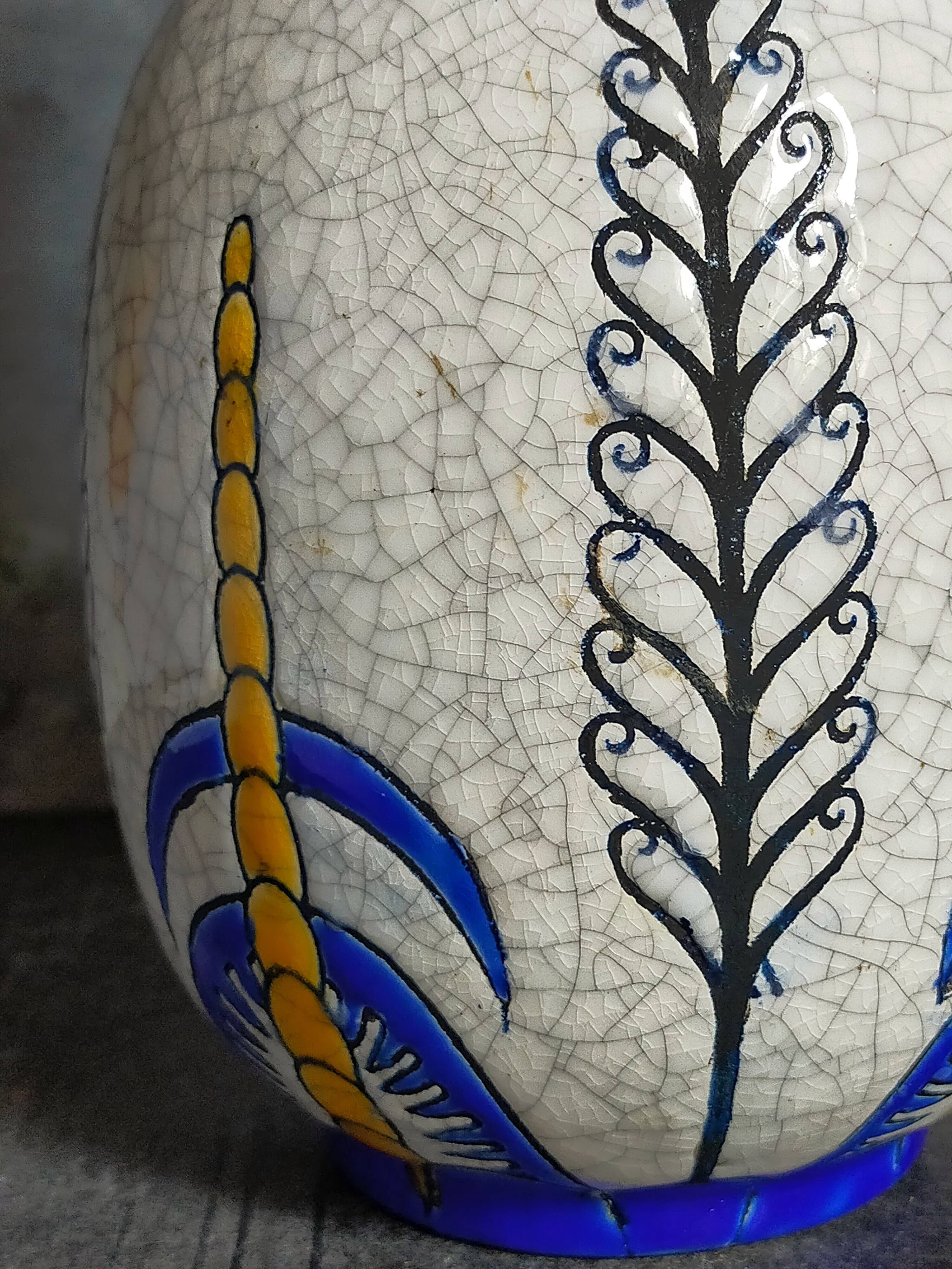 Soliflore bottle vase in fine earthenware boch frères la louvière-keramis early 20th century
