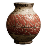 Textured glazed stoneware ball vase by Jérôme Massier, Vallauris