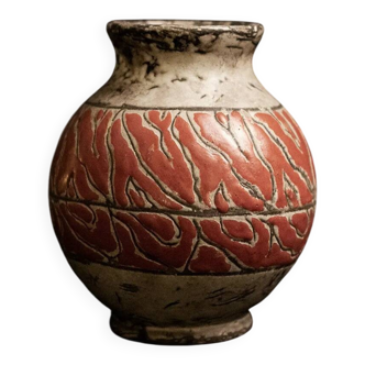 Textured glazed stoneware ball vase by Jérôme Massier, Vallauris