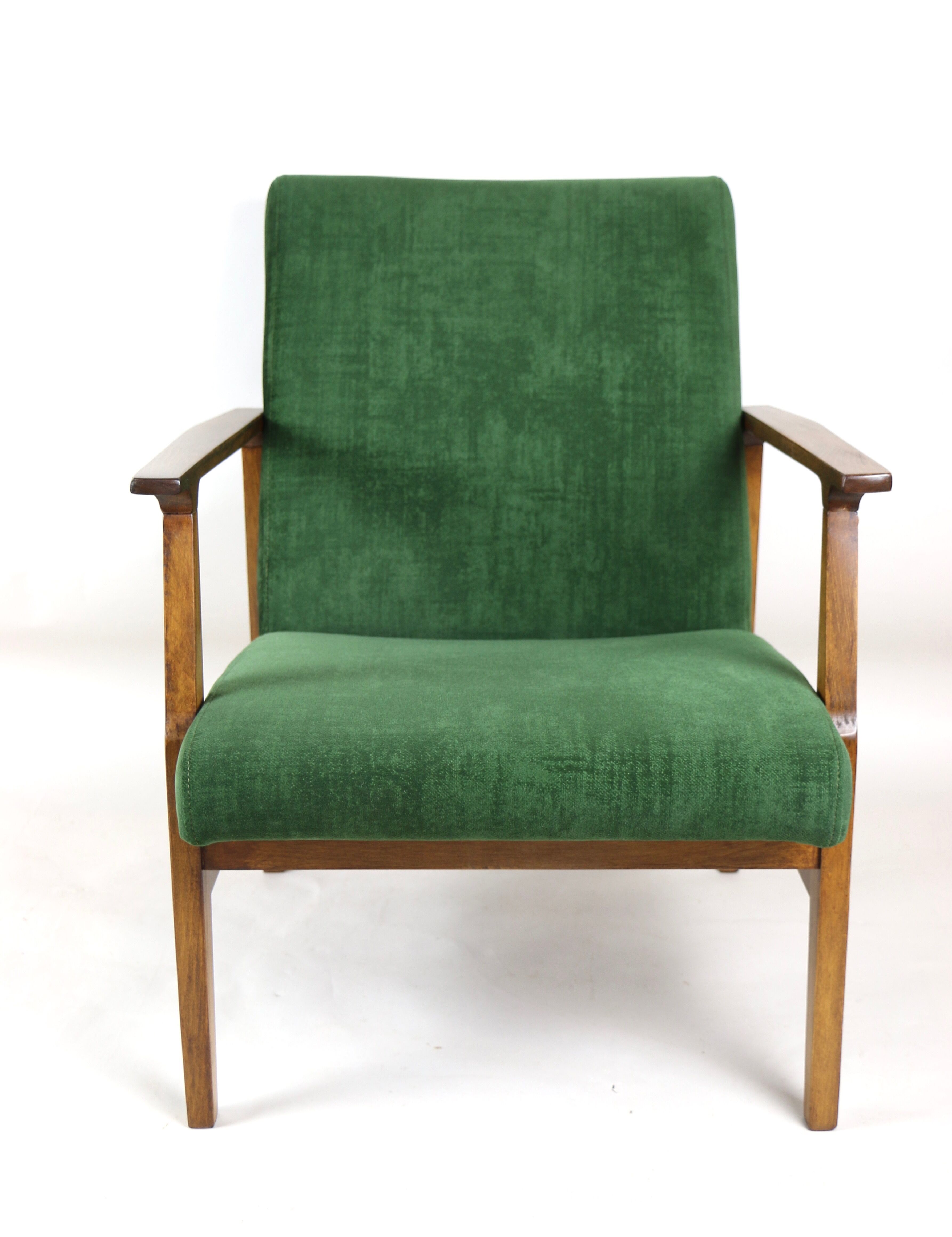 Vintage green velvet lounge chair, 1970s