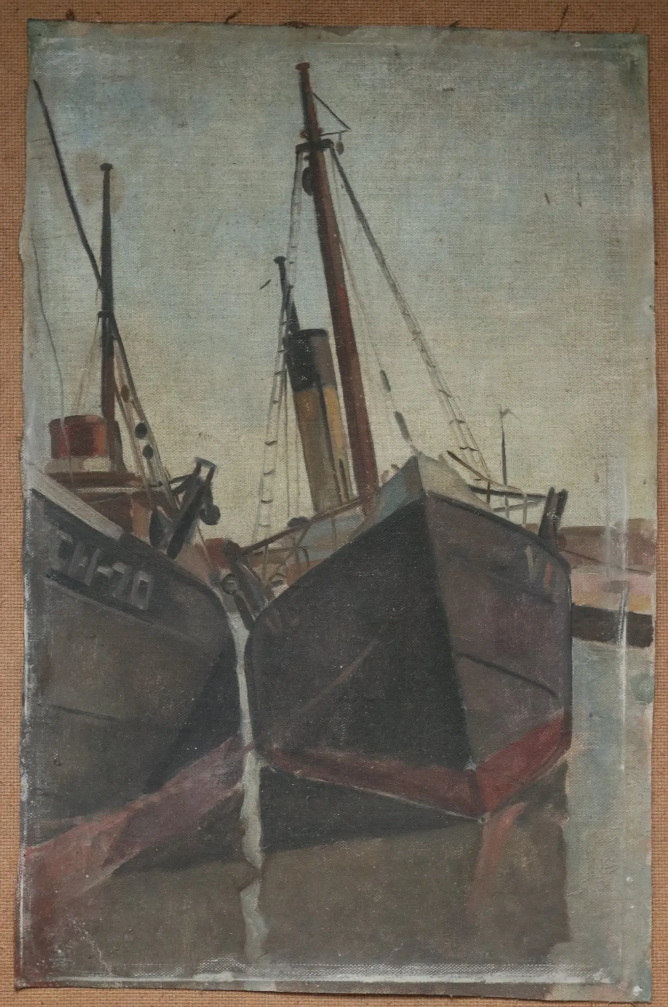 Fishing boats on the slipway – oil on canvas
