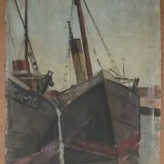 Fishing boats on the slipway – oil on canvas