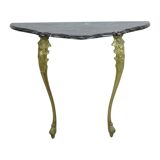 French Marble Console Ornate Brass Legs Baroque Style