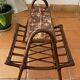Rattan magazine rack, shelf with ceramic tiles R. Capron