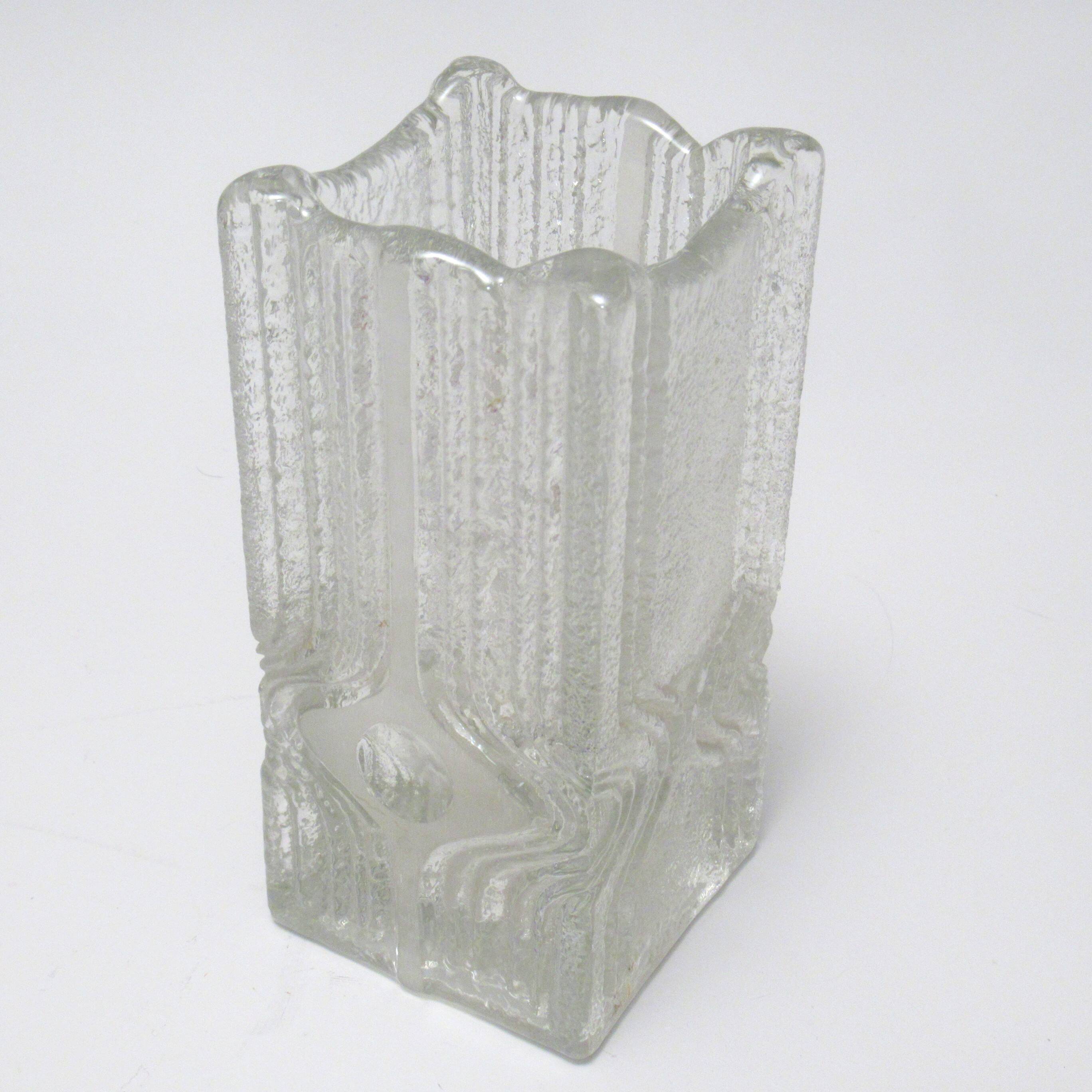 Brutalist moulded glass vase from the 1970s.