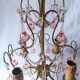 Vintage Murano drop pendant chandelier with pearl flower, 4 lights.