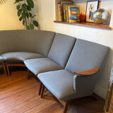 Vintage Scandinavian bench – Karl Sørlie & Sønner – restored, fabric