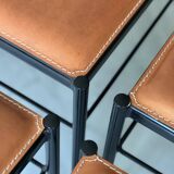 Cognac metal and leather chair, Arrben Italy design 1970