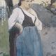 Paul Rossert (1851-1918) - aquarelle - 23 x 18 cm - paysanne après la faute
