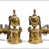 Pair of Louis XVI style chenets, 19th century