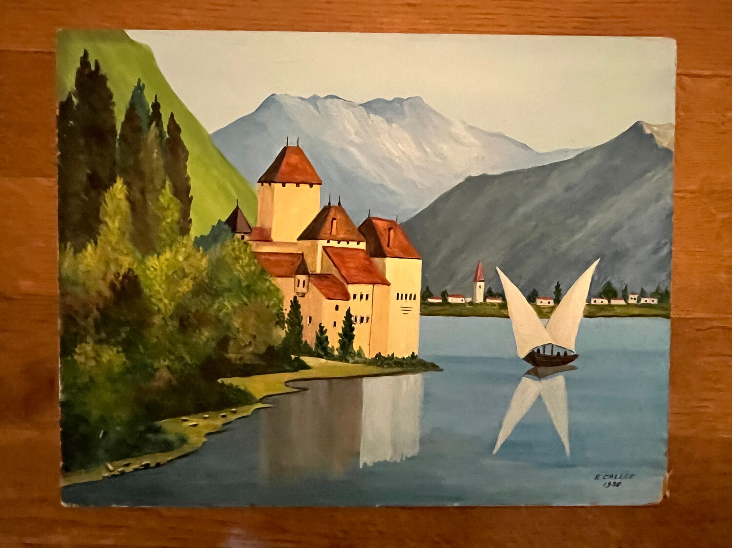 Tableau : gouache sur carton - Marine