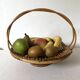 Rattan fruit basket with handle, 1970s