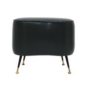 Pair of Italian Footstools in Solid Wood and Green Faux Leather, Italy, 1960s