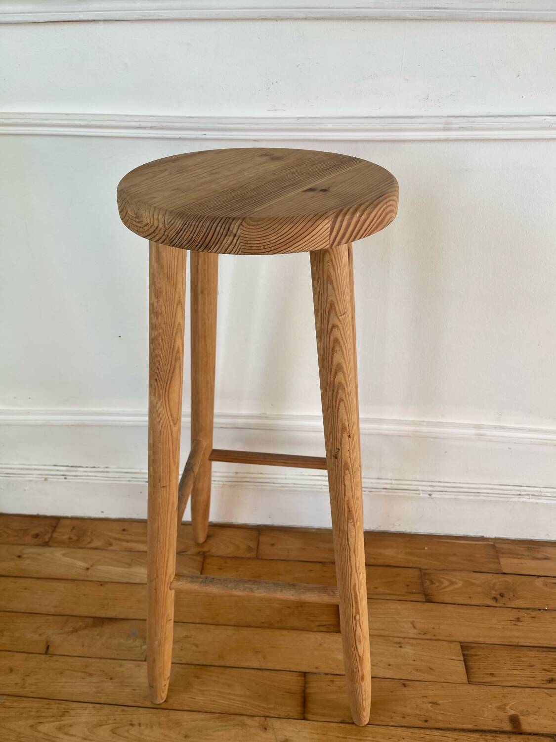 High wooden stool with chalet style