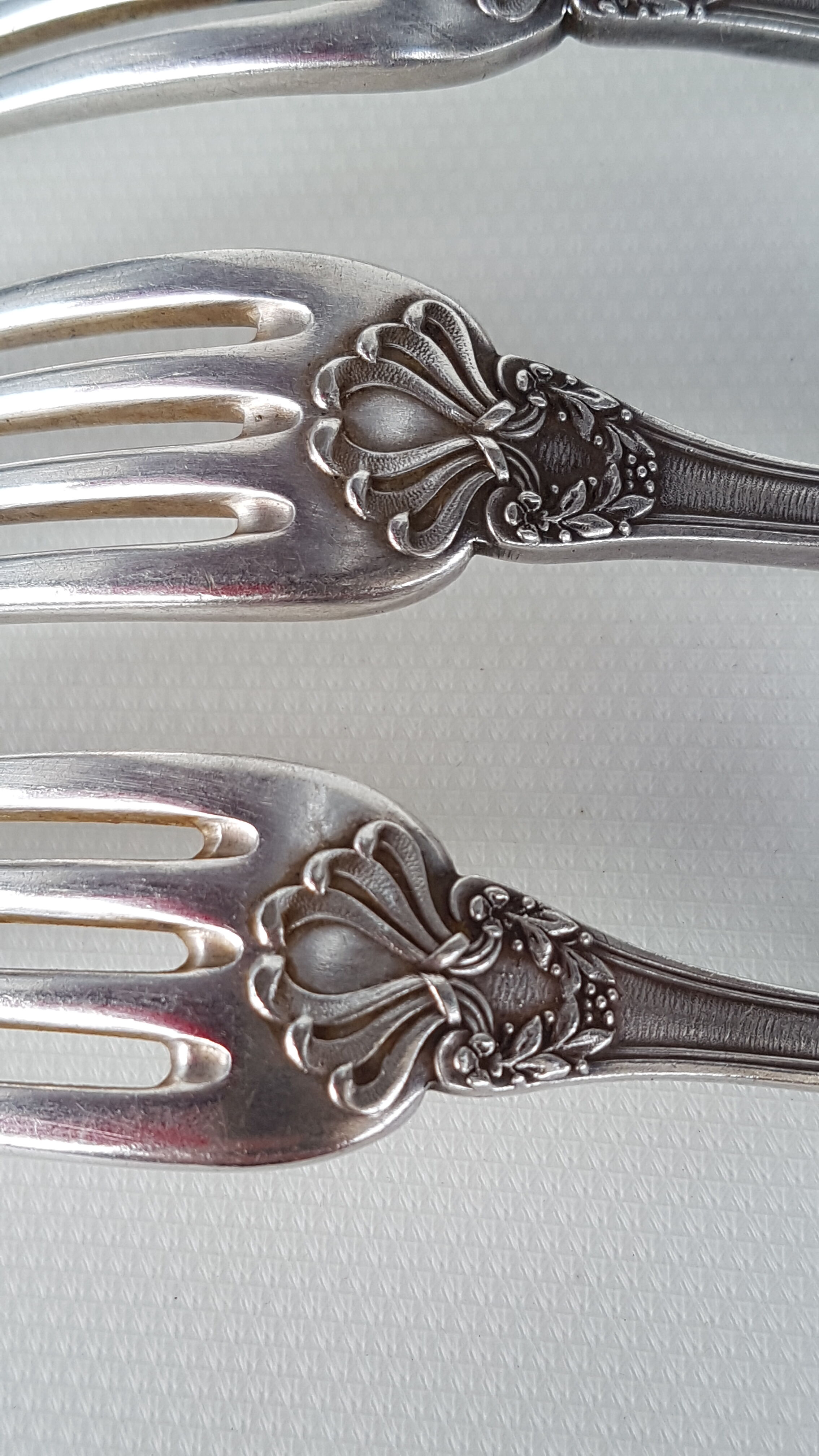 6 silver metal table forks by Boulenger, early 20th century