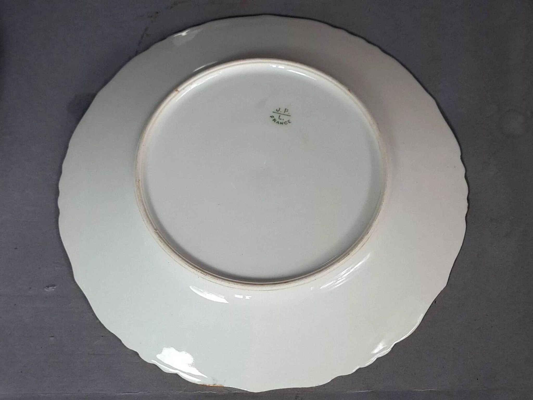 Antique fish service J. Pouyat porcelain Limoges plate 61 cm, 8 plates
