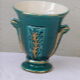 Amphora green enameled ceramic vase