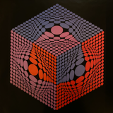 Poster victor vasarely - hexa. sort. c, 1983