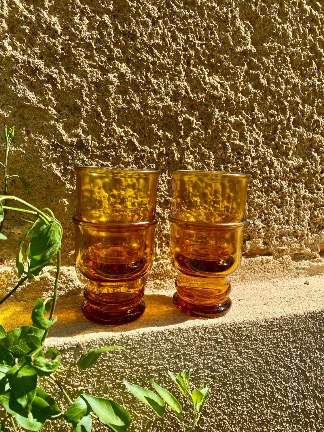 4 verres ambrés Pernod vintage
