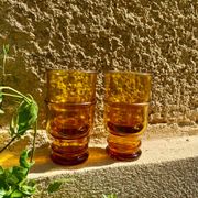 4 vintage Pernod amber glasses