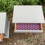 Pair of vintage 1950s compass foot bedside tables