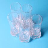 Set of 5 Mid-century Clear Crystal Tumblers / Italy / 1980s