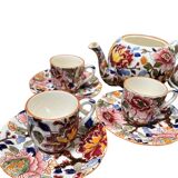 Gien earthenware tea set, peony decoration