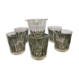 Original clear glass ice bucket with 5 glasses