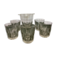 Original clear glass ice bucket with 5 glasses
