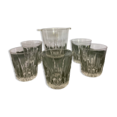 Original clear glass ice bucket with 5 glasses