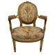 Louis XVI style gilded wood armchair, late 19th or early 20th century