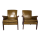Set of two moss green Froxfield leather armchairs by Parker Knoll, 1960