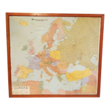 Carte ancienne Europe provenant d'une compagnie maritime suédoise avec cadre bois