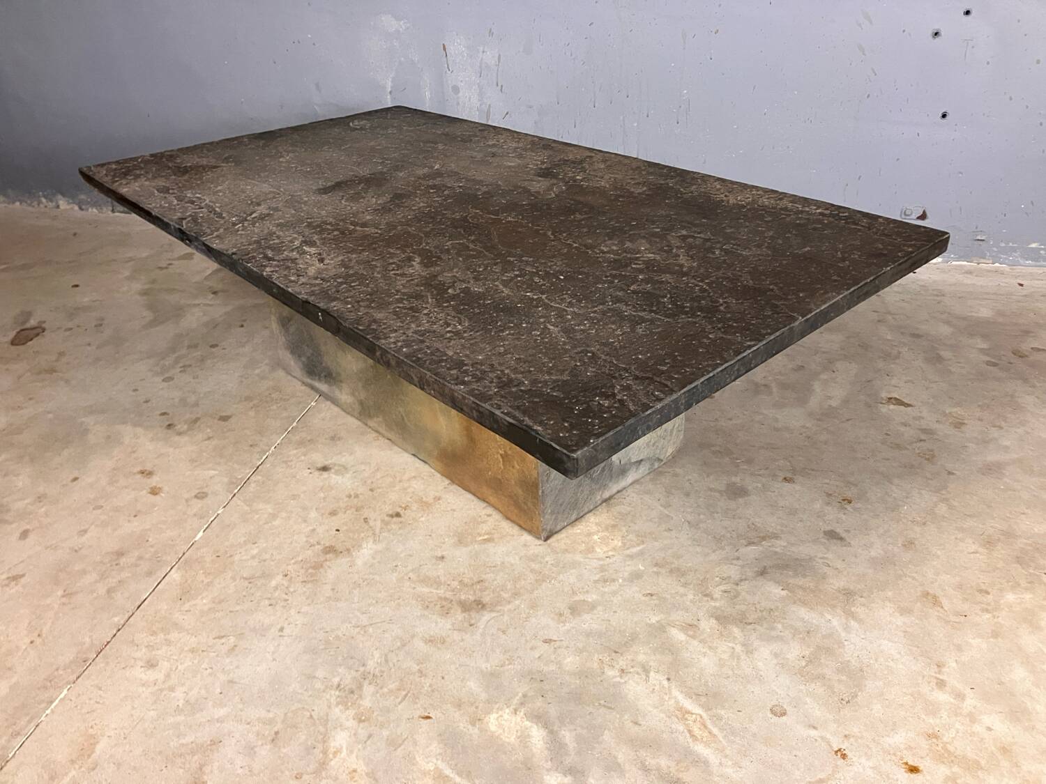 Brutalist Slate coffee table 1970s vintage