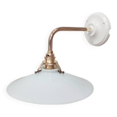 Applique abat-jour vintage en opaline blanche