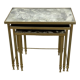 Vintage 70'S nesting table in moiré glass and brass