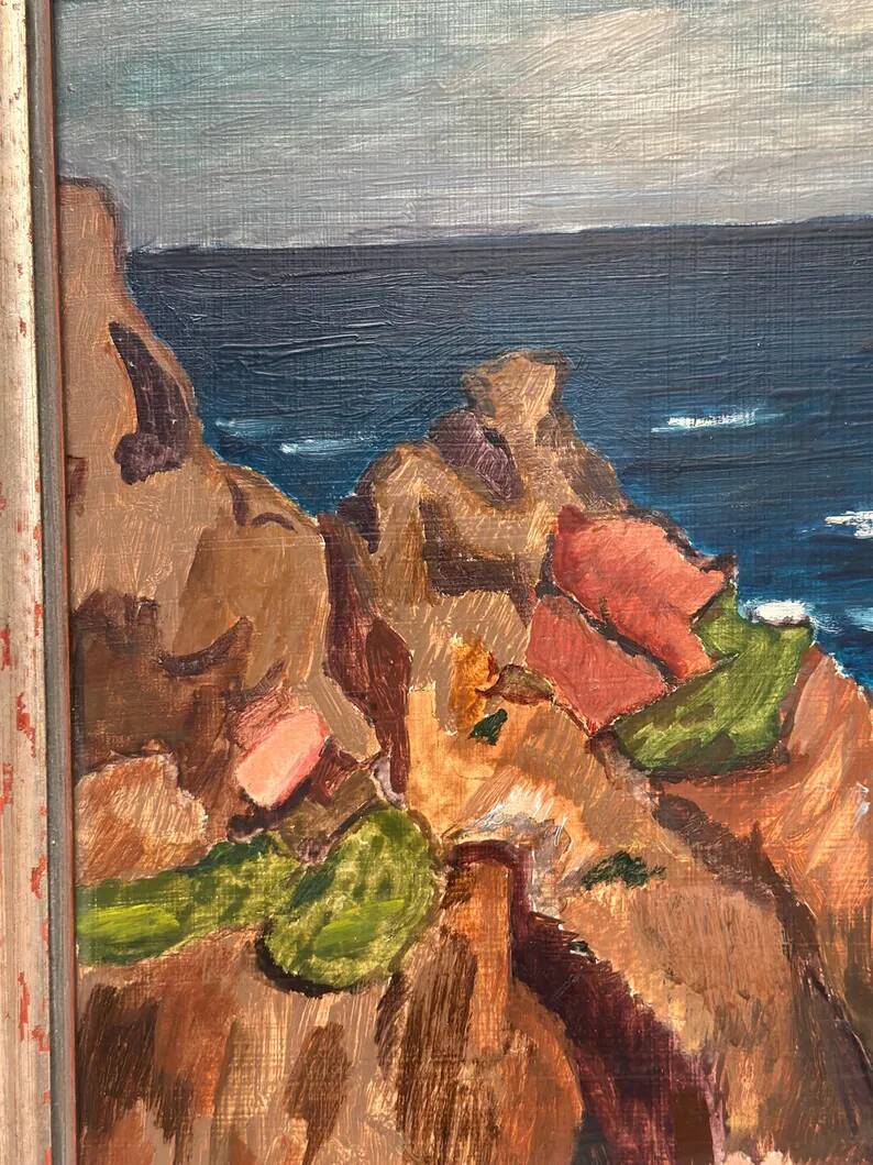 Original Swedish Oil on Panel – “Coastal motif” by Unknown Artist – Vintage & Framed – 53 × 46 cm (20.8" x 18.1")