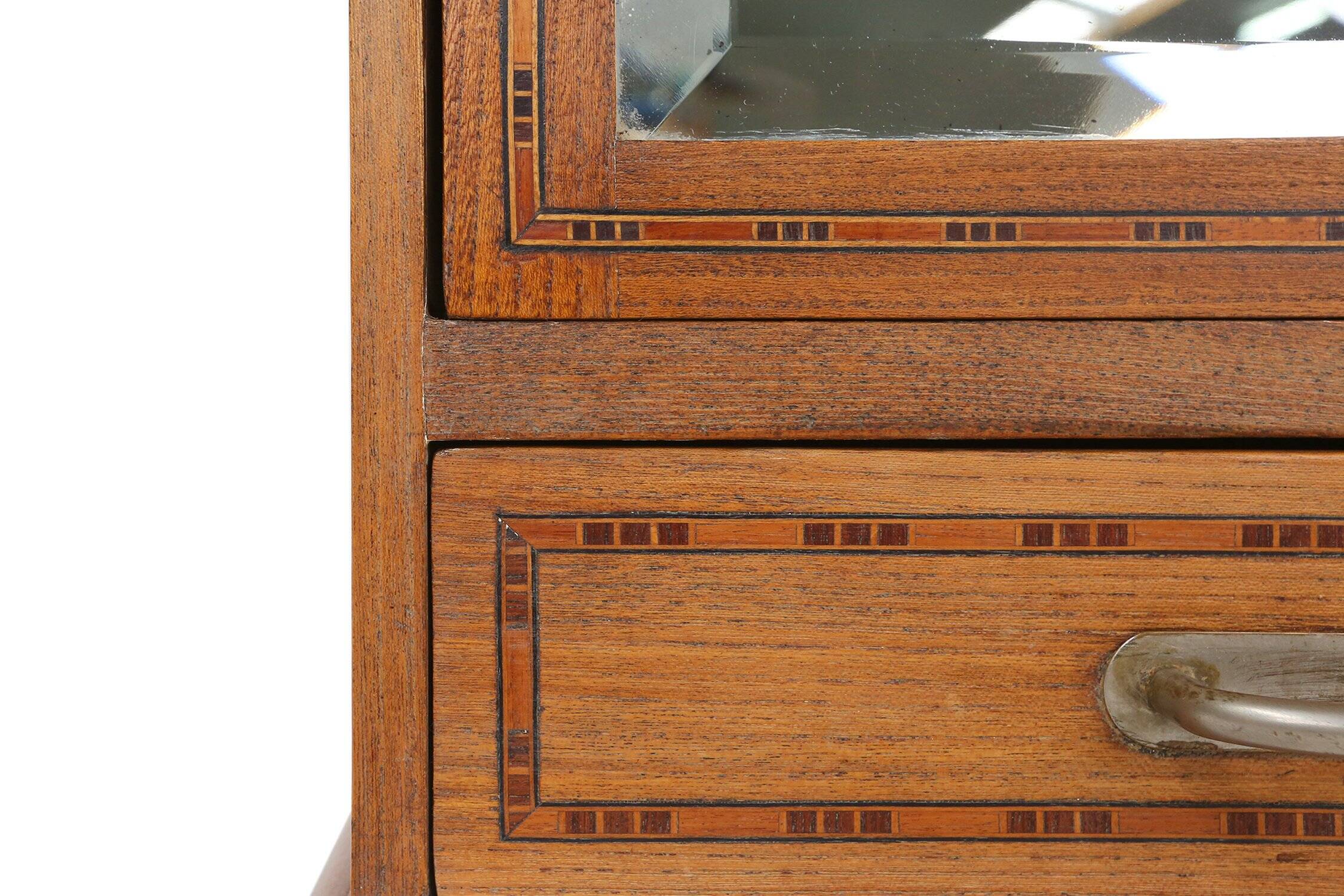 Art Deco Shaving Cabinet in Oak with Mirror, France, 1930s