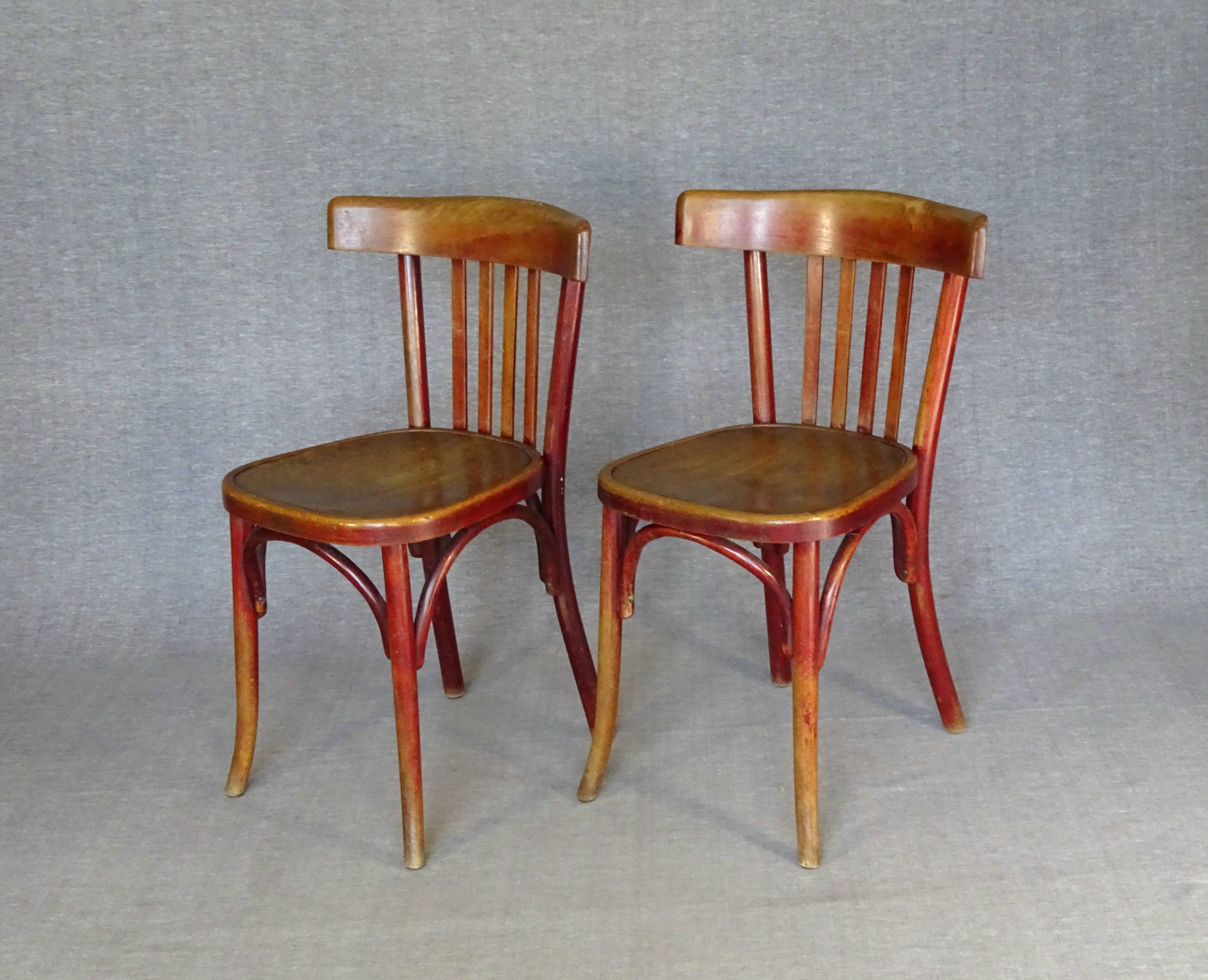 2 FISCHEL Bistrot chairs No. 89 1/2, 1932 wooden seat