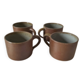 4 grandes tasses en grès caramel