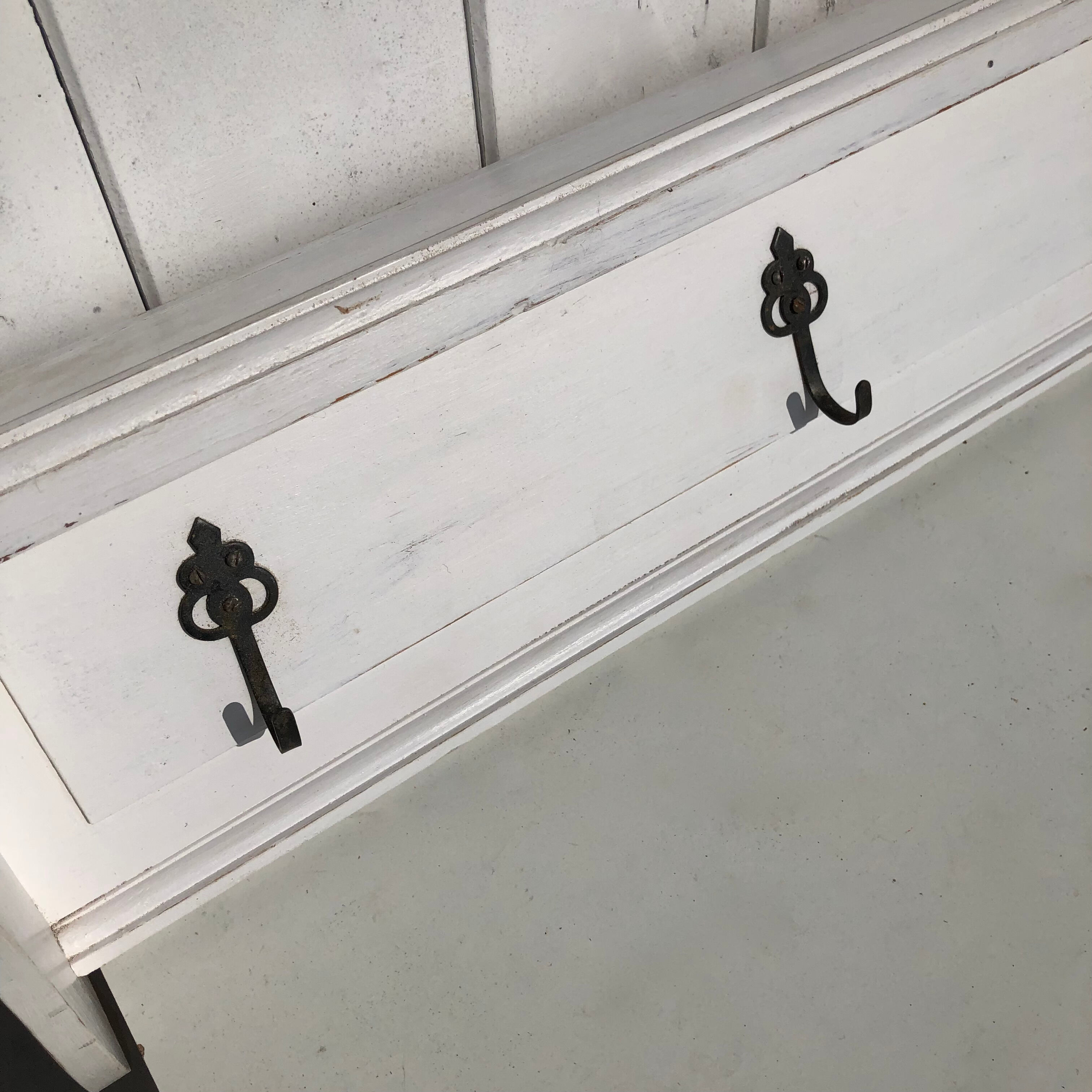 White wood wall coat rack