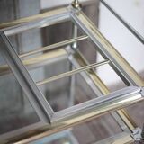 Vintage rolling dessert bar in gold metal and glass by Roche Bobois.