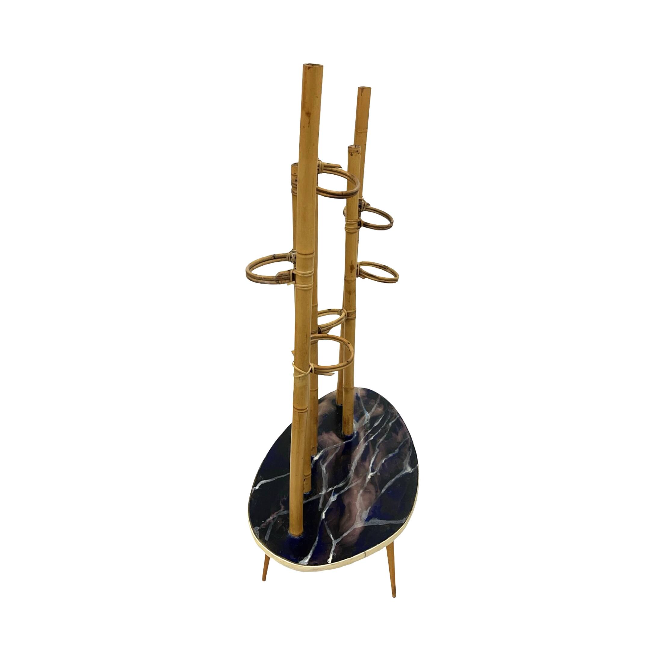 Mid-Century Modern Plant Stand – Europe, 1960s-1970s, Bamboo & Artistic